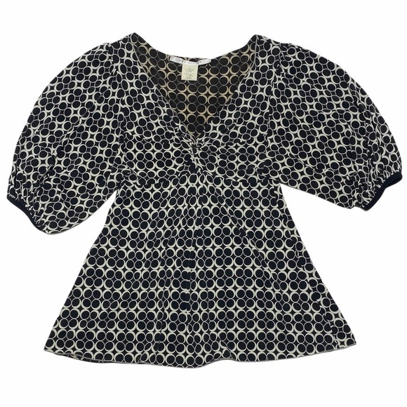 MAX Studio Black Geometric 3/4 Sleeve Blouse - Picture 5 of 10